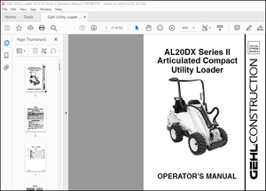 Gehl AL20DX Series II Articulated Compact Utility Loader Operator’s Manual 918024 – PDF DOWNLOAD