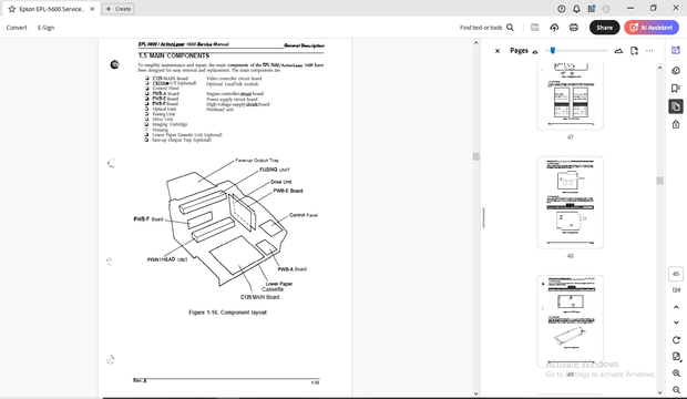 Epson Terminal Printer EPL-5600 Action Laser 1600 Service Manual - PDF DOWNLOAD