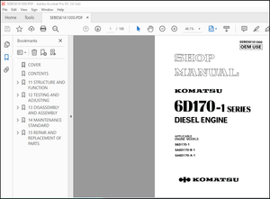 Komatsu 6D170-1 Series Diesel Engine Shop Manual SEBES6161000 – PDF DOWNLOAD