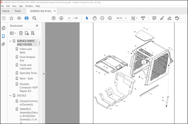 Gehl R150-GEN2 R150 GEN2(EU) R150 GEN2 X-SERIES Compact Skid Loader Parts Manual 50950515 – PDF 