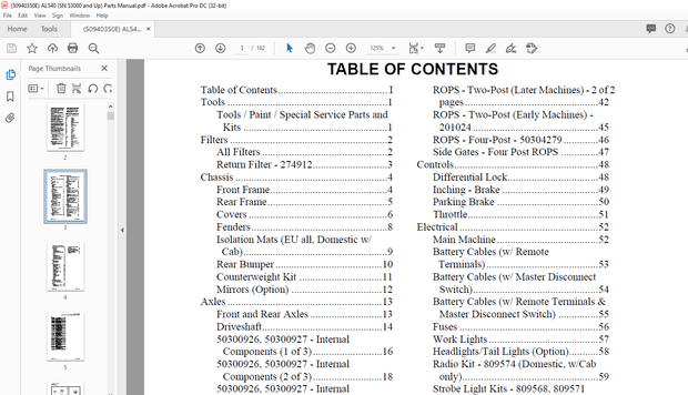 Gehl AL 540 (SN 53000 and Up) Articulated Loader Parts Manual 50940350 – PDF DOWNLOAD