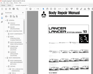 Mitsubishi Lancer / Lancer Station Wagon 1993 Body Repair Manual – PDF DOWNLOAD