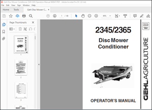 Gehl 2345 2365 Disc Mower Conditioner Operator’s Manual 908047 – PDF DOWNLOAD