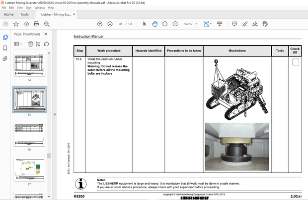 Liebherr R9200 Hydraulic Excavator Shovel attachment Assembly Manual – PDF DOWNLOAD