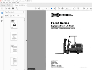 Drexel Landoll Forklift FL EX Series Explosion Proof Lift Truck Service and Parts Maintenance Manual