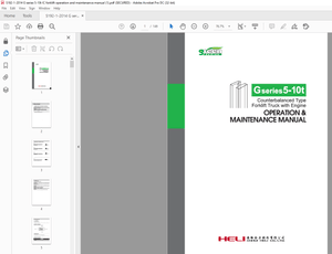 Heli G series 5-10t Counterbalanced Type Forklift Truck with Engine OPERATION&amp; MAINTENANCE MANUAL – 