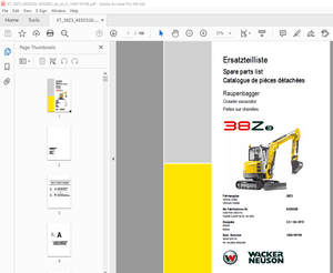 Wacker Neuson 38Z3 Crawler Excavator Parts Manual 1000154748 - PDF DOWNLOAD