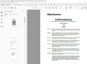 Manitowoc Crane M-85W X-Spander Parts Manual 852001 PDF