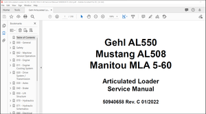 Gehl AL550 Mustang AL508 Manitou MLA 5-60 Articulated Loader Service Manual 50940658 – PDF DOWNLOAD