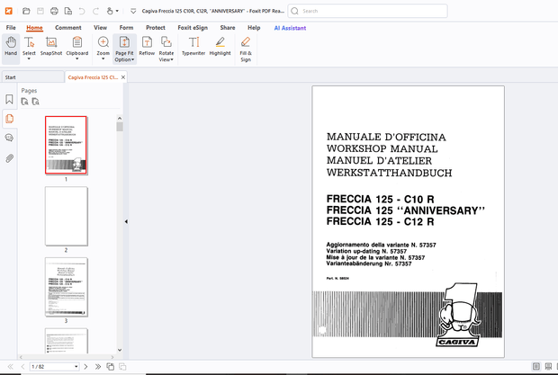 Cagiva Freccia 125-C10R Freccia 125 Anniversary Freccia 125-C12 R Workshop Manual - PDF DOWNLOAD