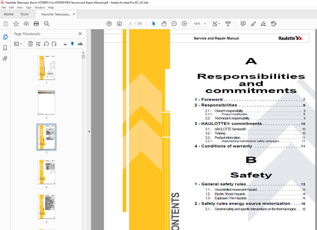 Haulotte Forklift HT28 RTJ O – HT28 RTJ O SW Service and Repair Manual -PDF DOWNLOAD