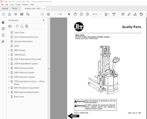 BT Prime-Mover WSX-20 WSX-25 Electric Walkie Straddle Stacker Parts Manual 304943-000  PDF 