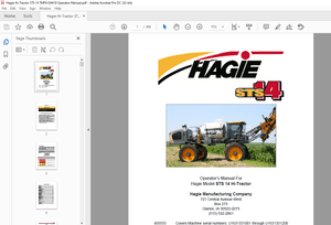 Hagie Hi-Tractor STS 14 Sprayer Operator’s Manual 493555 – PDF DOWNLOAD