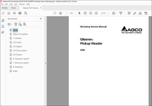 Gleaner NA Harvesting 4300 Pickup Header Workshop Service Manual 79036982C – PDF DOWNLOAD