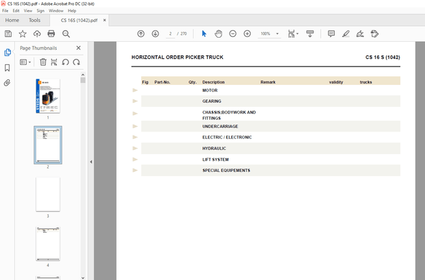 STILL STED Forklift CS 16S Horizontal order picker Truck Spare Parts List Manual – PDF DOWNLOAD