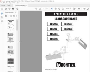 Frontier Landscape Rakes LR5060 LR5072 LR5084 LR5096 LR5048l LR5060l Operator’s Manual (5TITE511190)