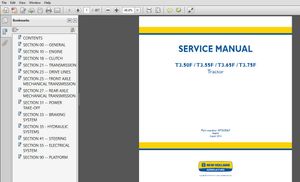 New Holland Tractor T3.50F, T3.55F, T3.65F, T3.75F Service Manual 47763567  - PDF DOWNLOAD