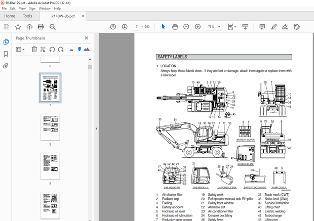 Hyundai R140W-9S Wheel Excavator Operator’s Manual 2023 – PDF DOWNLOAD