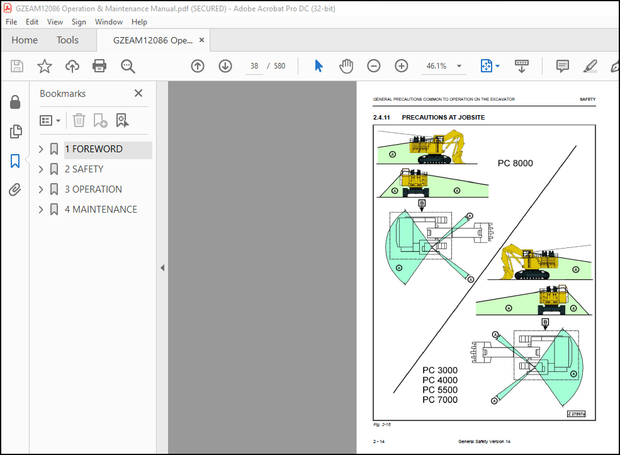 Komatsu Hydraulic Mining Shovel PC8000E-6 Operator &amp; Maintenance Manual – PDF DOWNLOAD