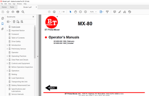BT Forklift MX-80 Electric Low Lift Pallet Truck Operator’s Manual 9106