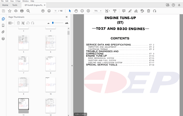 EP TD27 &amp; BD30 Nissan Engine Service Manual – PDF DOWNLOAD