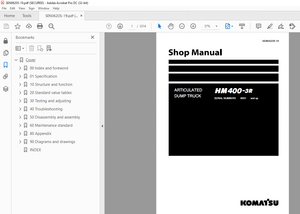 Komatsu ARTICULATED DUMP TRUCK Shop Manual SEN06205-19 - PDF DOWNLOAD