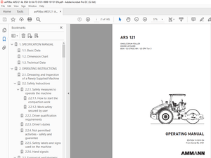 Ammann ARS 121 Single Drum Roller Operating Manual 0101 - PDF