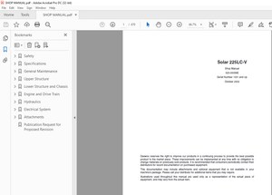 Daewoo Solar 225LC-V Track Excavator Shop Manual 023-00058E - PDF DOWNLOAD