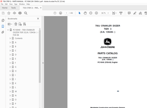John Deere 700J CRAWLER DOZER TIER 3 PARTS MANUAL PC10040 - PDF DOWNLOAD