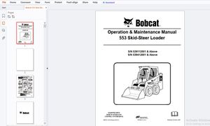 Bobcat 553 Skid-Steer Loader Operation &amp; Maintenance Manual – PDF DOWNLOAD