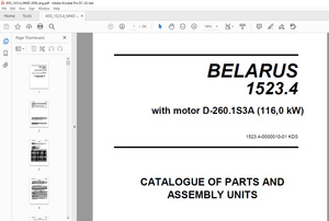 Belarus 1523.4 with motor D-260.1S3A (116,0 kW) Tractor Parts Catalogue &amp; Assembly Manual PDF