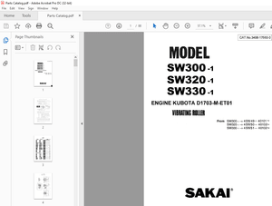 Sakai Vibrating Roller SW300-1 SW320-1 SW330-1 ENGINE KUBOTA D1703-M-ET01 Parts Manual- PDF DOWNLOAD