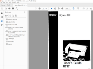 Epson Stylus 800 User&#x27;s Guide Manual -  PDF DOWNLOAD