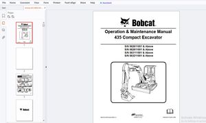 Bobcat 435 Compact Excavator Operation &amp; Maintenance Manual 6902330 - PDF DOWNLOAD