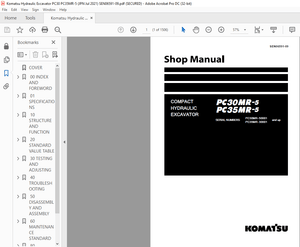 Komatsu PC30MR-5 PC35MR-5 Compact Hydraulic Excavator Shop Manual SEN06591-09 – PDF DOWNLOAD
