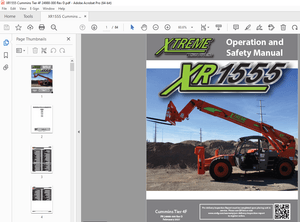 XTREME Telehandler XR1555 Cummins Tier 4F Operation &amp; Safety Manual PDF