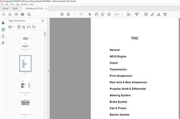 Dongfeng EQ1030T47D-820 Light Commercial Truck Service Manual - PDF DOWNLOAD