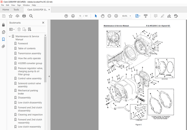 Clark R &amp; HR32000 3 &amp; 4 Powershift Transmission Maintenance &amp; Service Manual - PDF DOWNLOAD