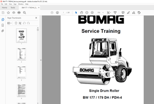 Bomag BW 177 179 DH PDH-4 Single Drum Roller Service Training Manual 00809992 – PDF DOWNLOAD