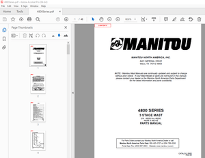 Manitou Forklift 4800 SERIES 3 STAGE MAST Parts Manual – PDF DOWNLOAD