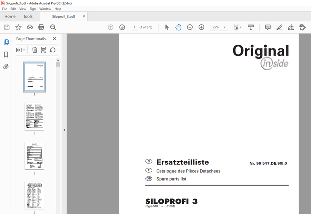 Pottinger Tractor SILOPROFI 3 Spare Parts Manual – PDF DOWNLOAD