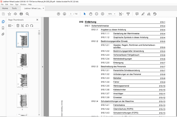 Liebherr Radlader L 538-1754 Servicehandbuch – PDF DOWNLOAD (GERMAN)