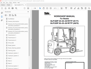 Yale Forklift E177 (GLPGDP 202530 RFTF Europe) Workshop Manual PDF