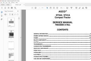 AGCO® NA Compact Tractor ST34A ST41A SERVICE MANUAL 79033000 A – PDF DOWNLOAD