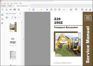 Gehl Z25 250Z Compact Excavator Service Manual 50940346 – PDF DOWNLOAD