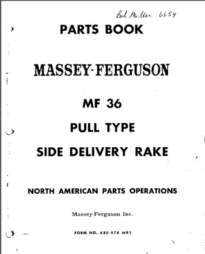Massey Ferguson Mf 36 Side Delivery Rake Parts Manual 650978m92 – PDF DOWNLOAD