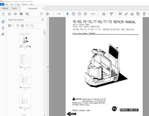 BT Prime-Mover TE-50 TE-70 TT-50 TT-70 Series Electric Tow Tractor Repair Manual - PDF DOWNLOAD 