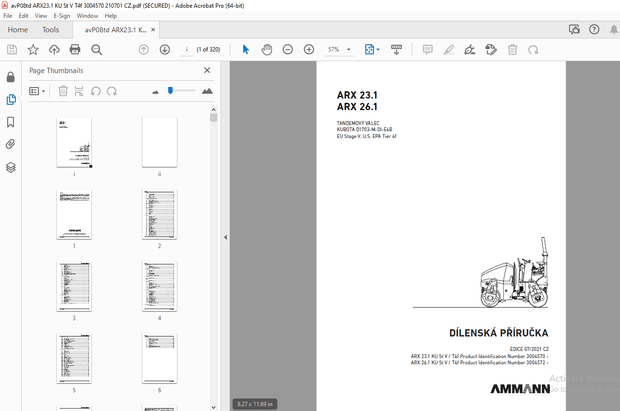 AMMANN ARX 23.1 ARX 26.1 TANDEMOVÝ VÁLEC DÍLENSKÁ PŘÍRUČKA  - PDF