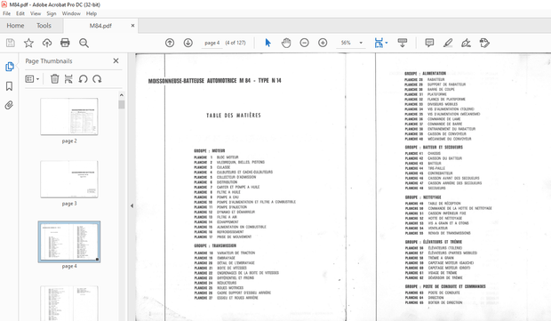 Laverda Moissonneuse-batteuse M84 Manuel des pièces détachées  – PDF DOWNLOAD