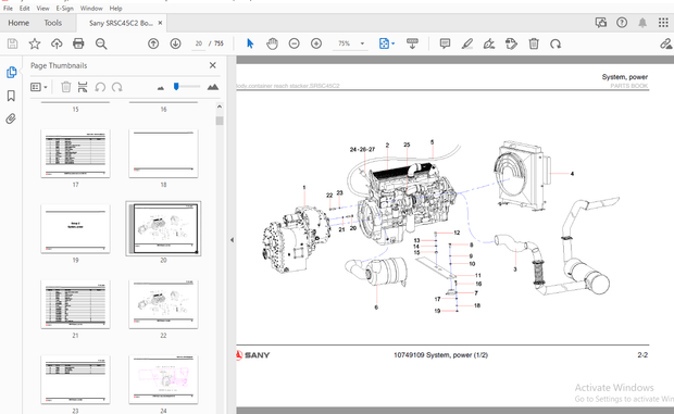 Sany SRSC45C2 Body,container reach stacker Part Manual – PDF DOWNLOAD